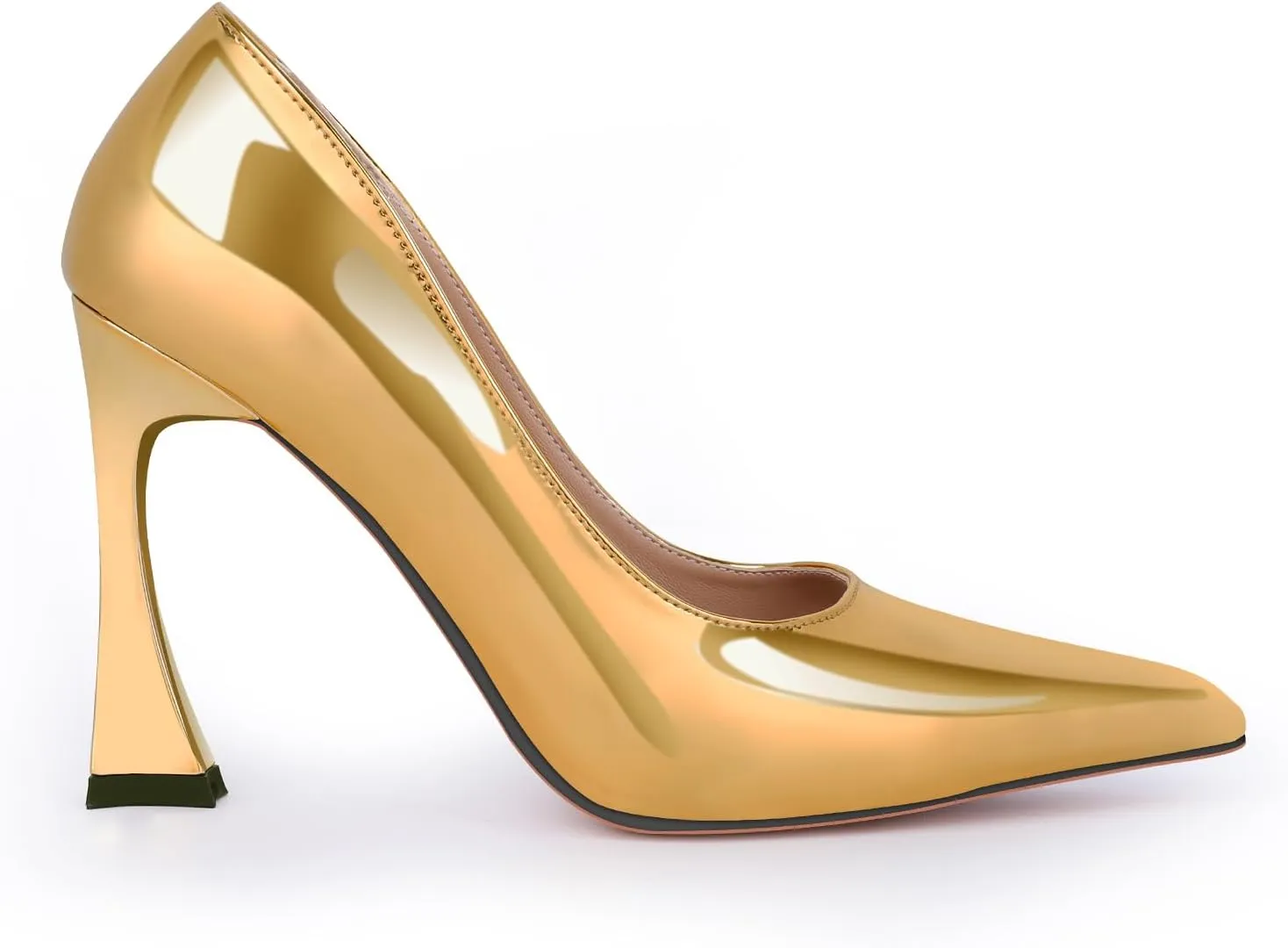 Stiletto Mid Heel for Women Pointed Toe Stiletto Heels Closed Toe Pumps Slip on High Heels 4 inch Dress Pumps