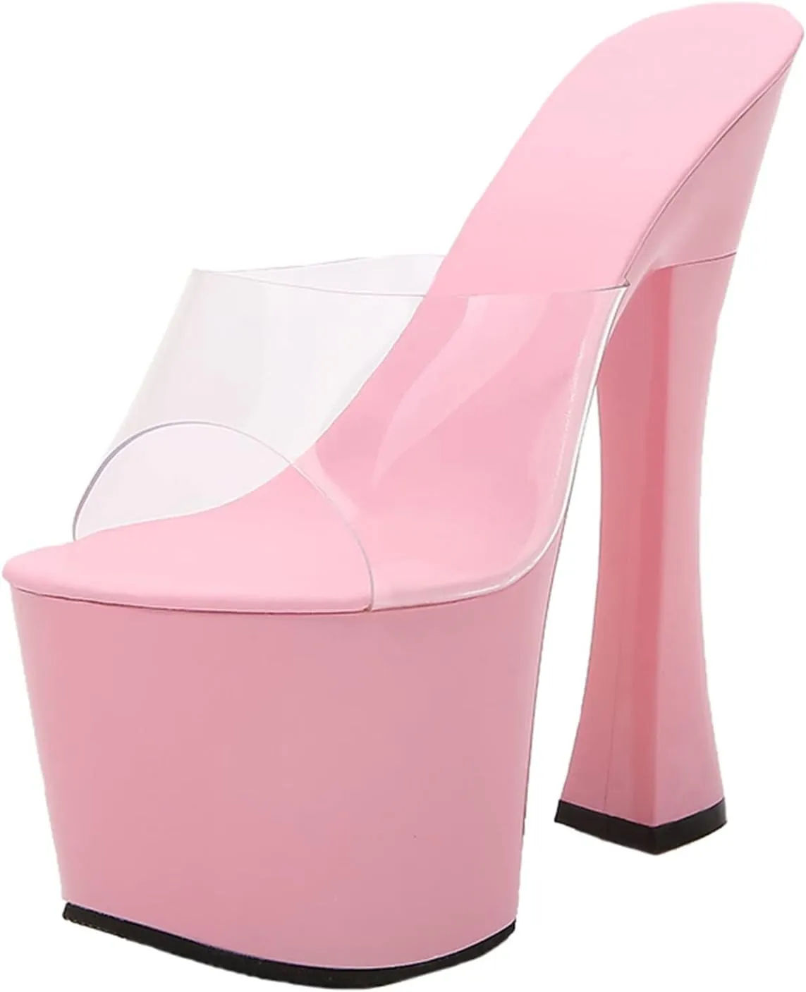 Stool 18CM/7.09IN Women Fashion Sexy Catwalk Large Size high Block Heel Sandal Court Shoes Ladies High Heels Sexy Pole Dancer Stripper Heel Stiletto Party Sandals