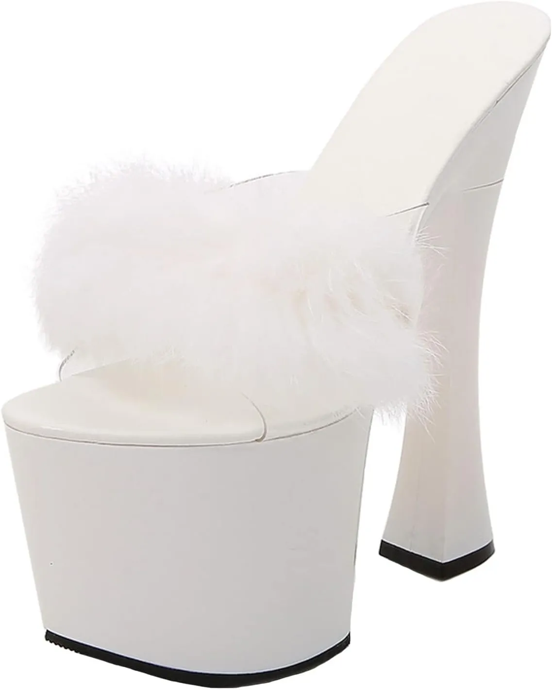 Stool 18CM/7.09IN Women Fashion Sexy Catwalk Large Size high Block Heel Sandal Court Shoes Ladies High Heels Sexy Pole Dancer Stripper Heel Stiletto Party Sandals,White,13