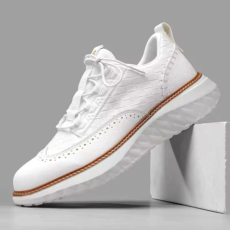 StrideCraft Woven Leather Fusion Sneakers