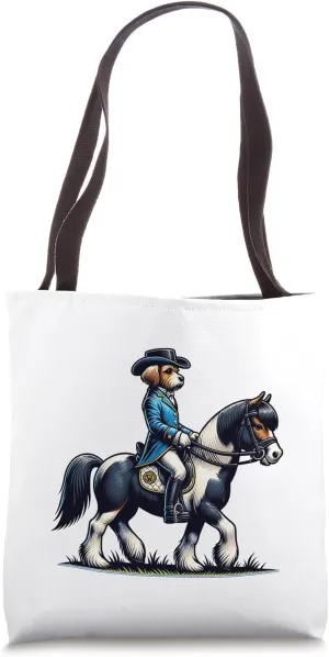 Stylish Dog On Horse In Suit Tote Bag