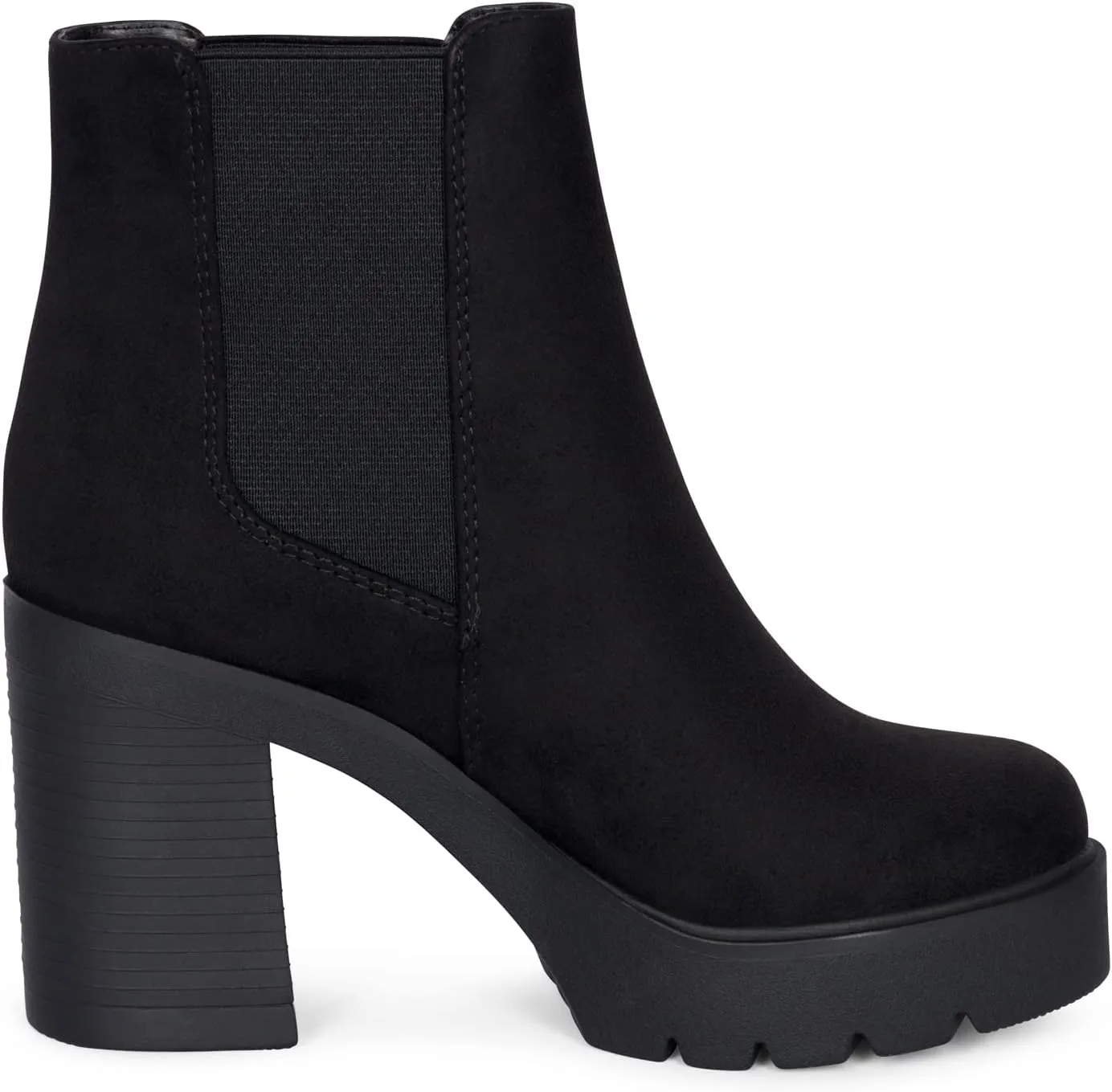 STYLISH S DIVINE - Womens Chuncky High Heel Round Toe Platform Chelsea Ankle Boots