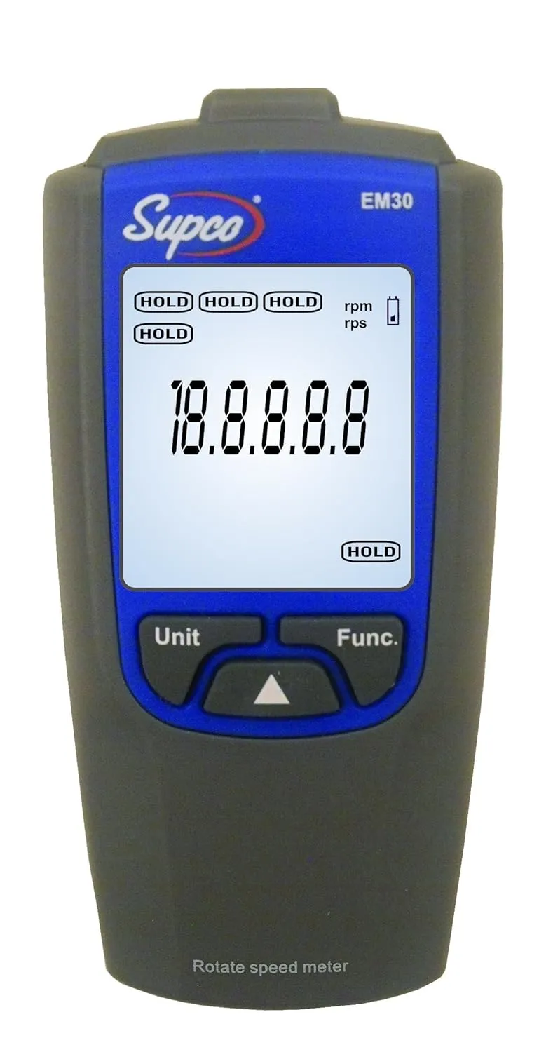 Supco EM30 Tachometer, 2.4" Length x 1.2" Width x 4.7" Height, 100 to 30000 RPM