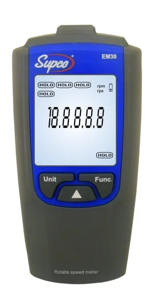 Supco EM30 Tachometer, 2.4" Length x 1.2" Width x 4.7" Height, 100 to 30000 RPM