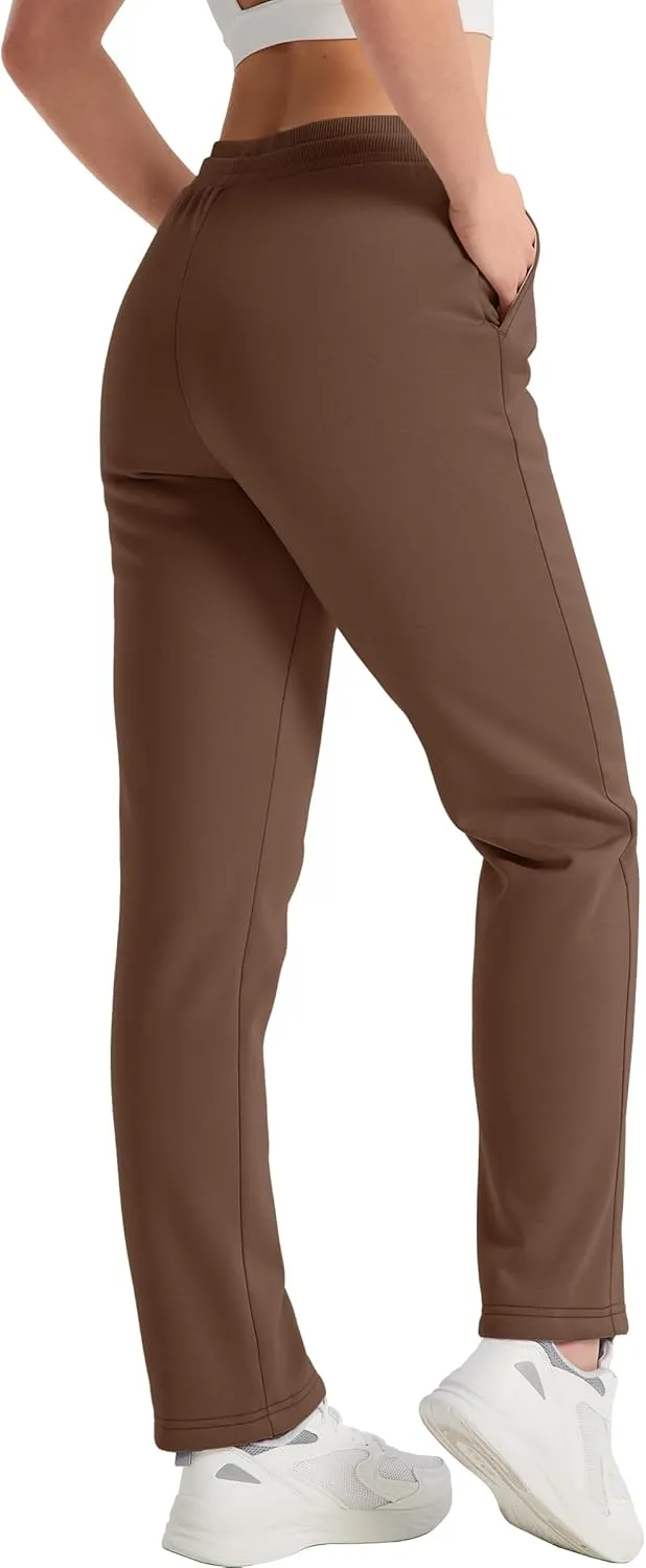 TACVASEN Women's Sherpa Lined Sweatpants Winter Warm Fleece Pants Water-Resistant Thermal Outdoor Snow Pockets Joggers