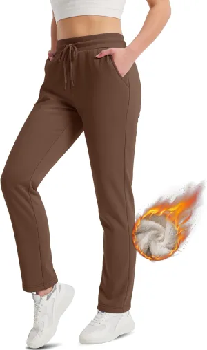 TACVASEN Women's Sherpa Lined Sweatpants Winter Warm Fleece Pants Water-Resistant Thermal Outdoor Snow Pockets Joggers