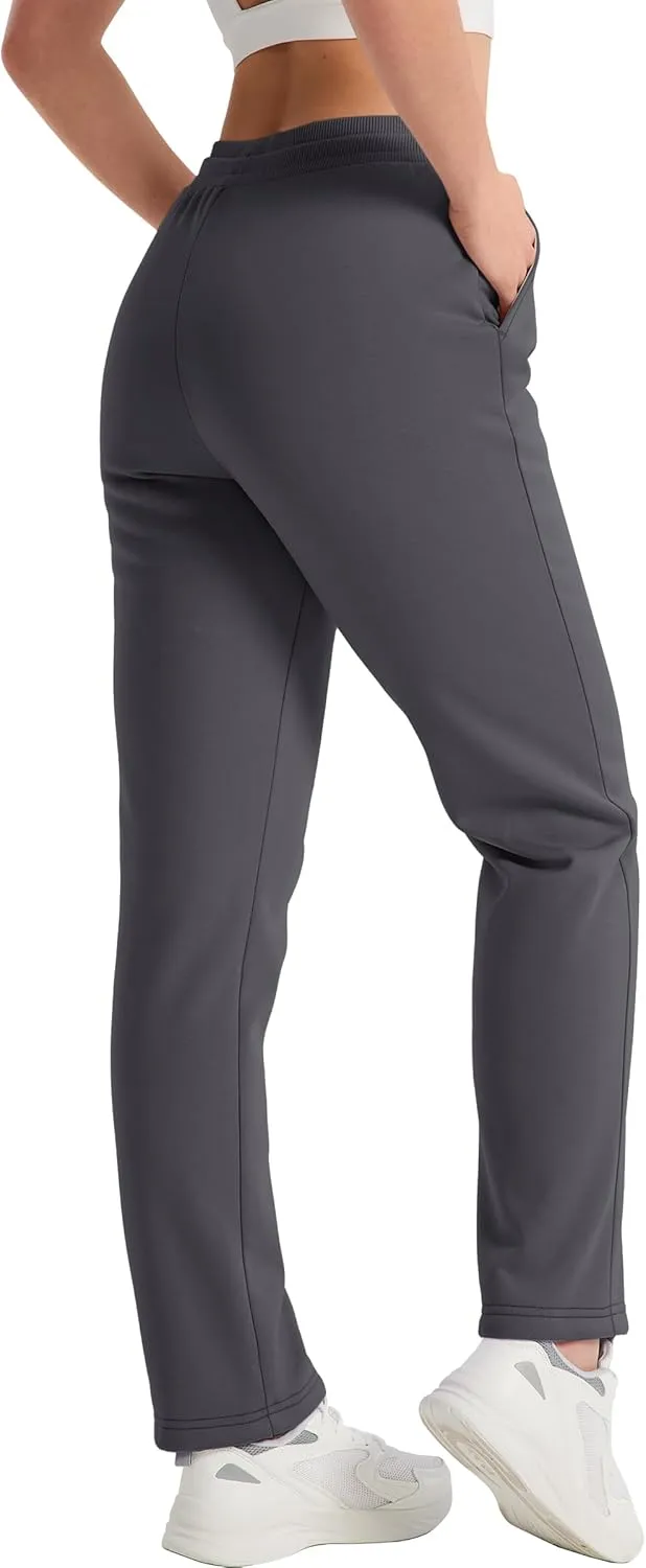 TACVASEN Women's Sherpa Lined Sweatpants Winter Warm Fleece Pants Water-Resistant Thermal Outdoor Snow Pockets Joggers