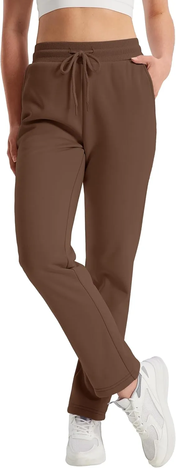 TACVASEN Women's Sherpa Lined Sweatpants Winter Warm Fleece Pants Water-Resistant Thermal Outdoor Snow Pockets Joggers