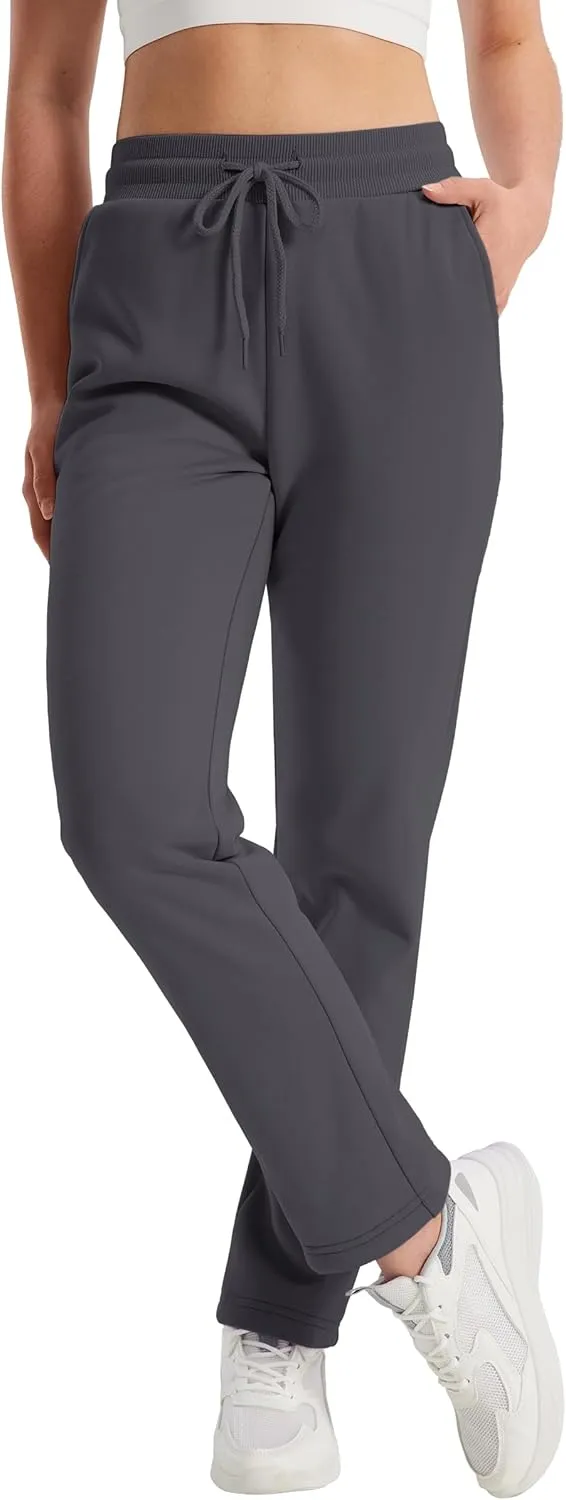 TACVASEN Women's Sherpa Lined Sweatpants Winter Warm Fleece Pants Water-Resistant Thermal Outdoor Snow Pockets Joggers