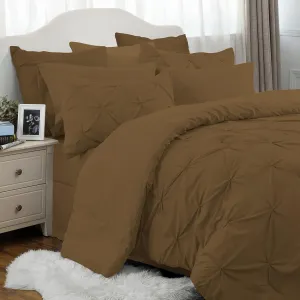 Taupe Emperor Comforter Set - 7 Piece Pinch Pleated Bed in a Bag - 600 Thread Count 100% Egyptian Cotton Bedding Set - (26 inch Deep Pocket Sheet Set and 500GSM Comforter)