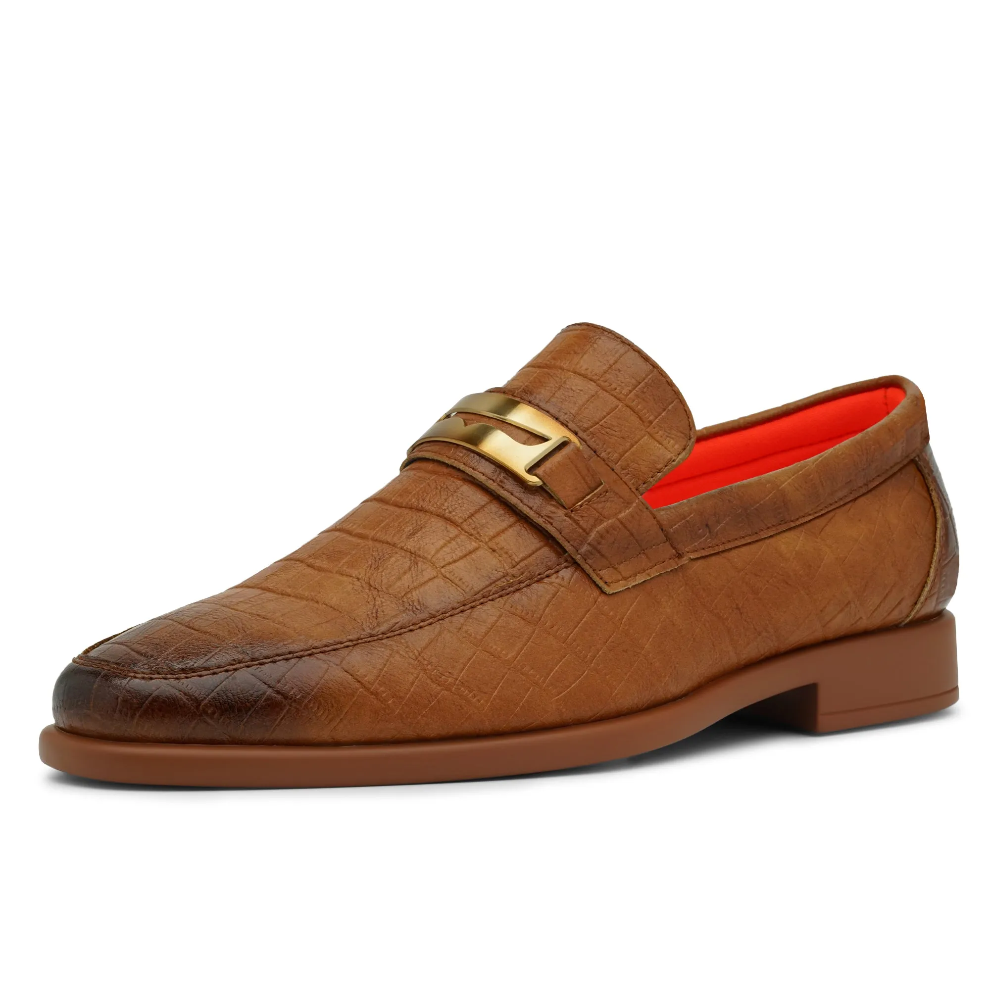 Tayno The Caprio Croc Leather Loafer Cognac