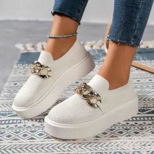 Thick-soled fly-woven breathable sneakers