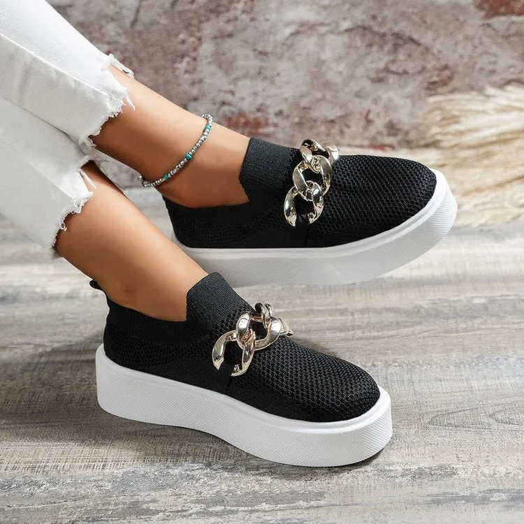 Thick-soled fly-woven breathable sneakers