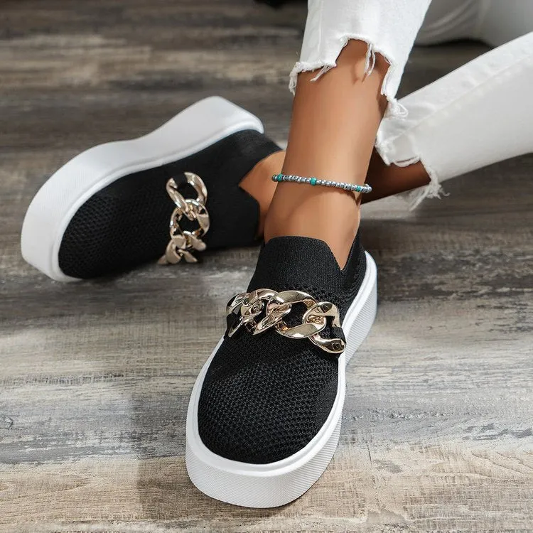 Thick-soled fly-woven breathable sneakers