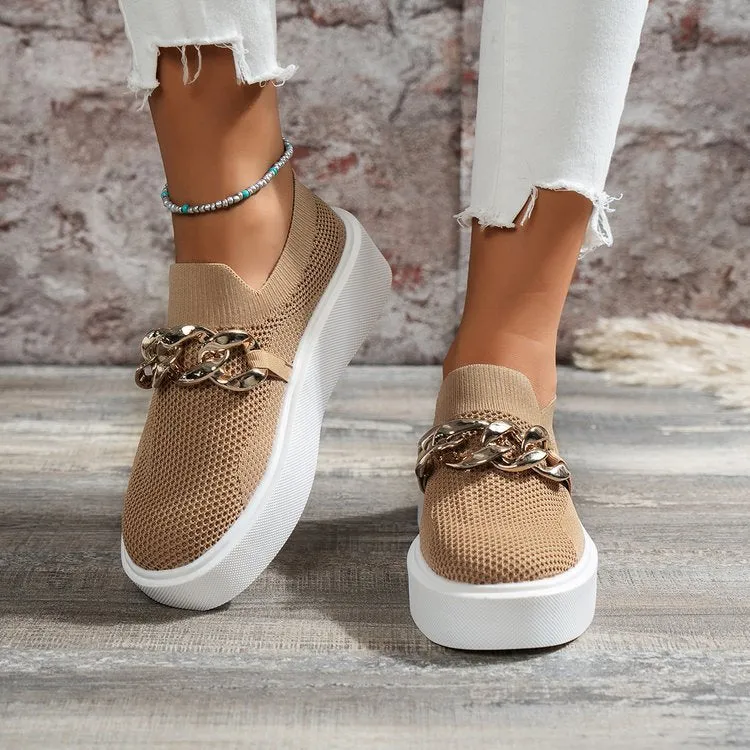 Thick-soled fly-woven breathable sneakers