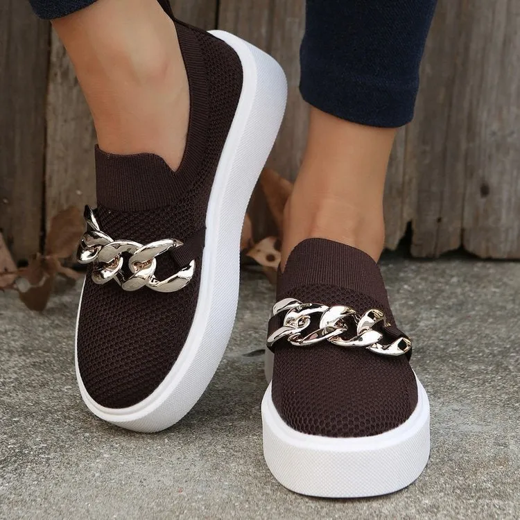 Thick-soled fly-woven breathable sneakers