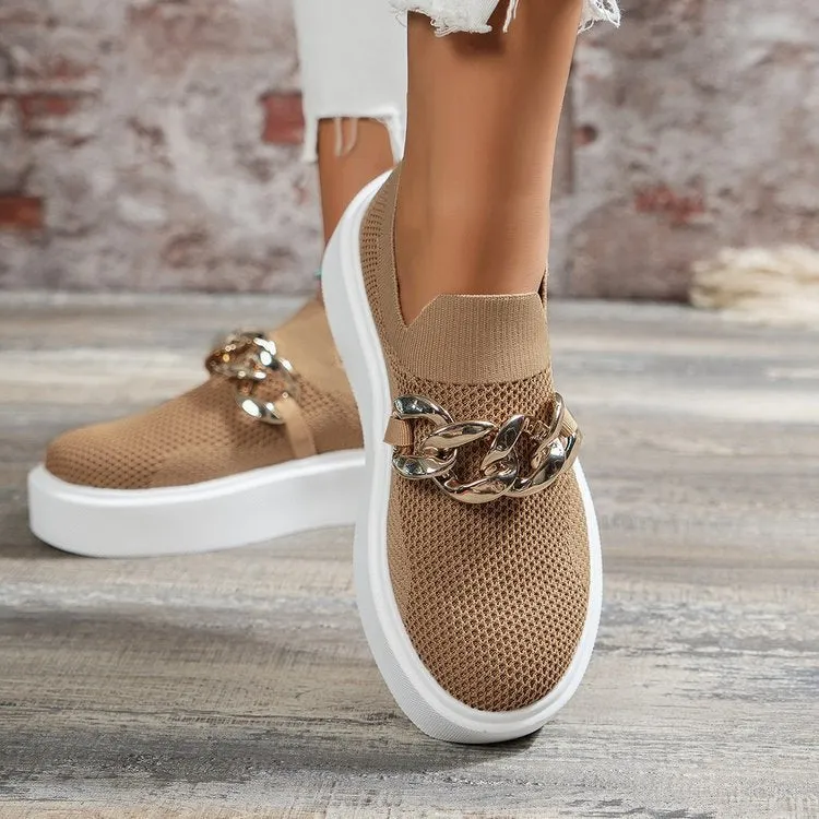 Thick-soled fly-woven breathable sneakers