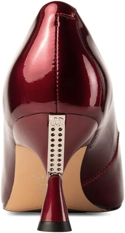 TinaCus Women's Pointed Toe Handmade Mid Heels Glossy Patent Leather Slip On Office Lady Pumps Shoes