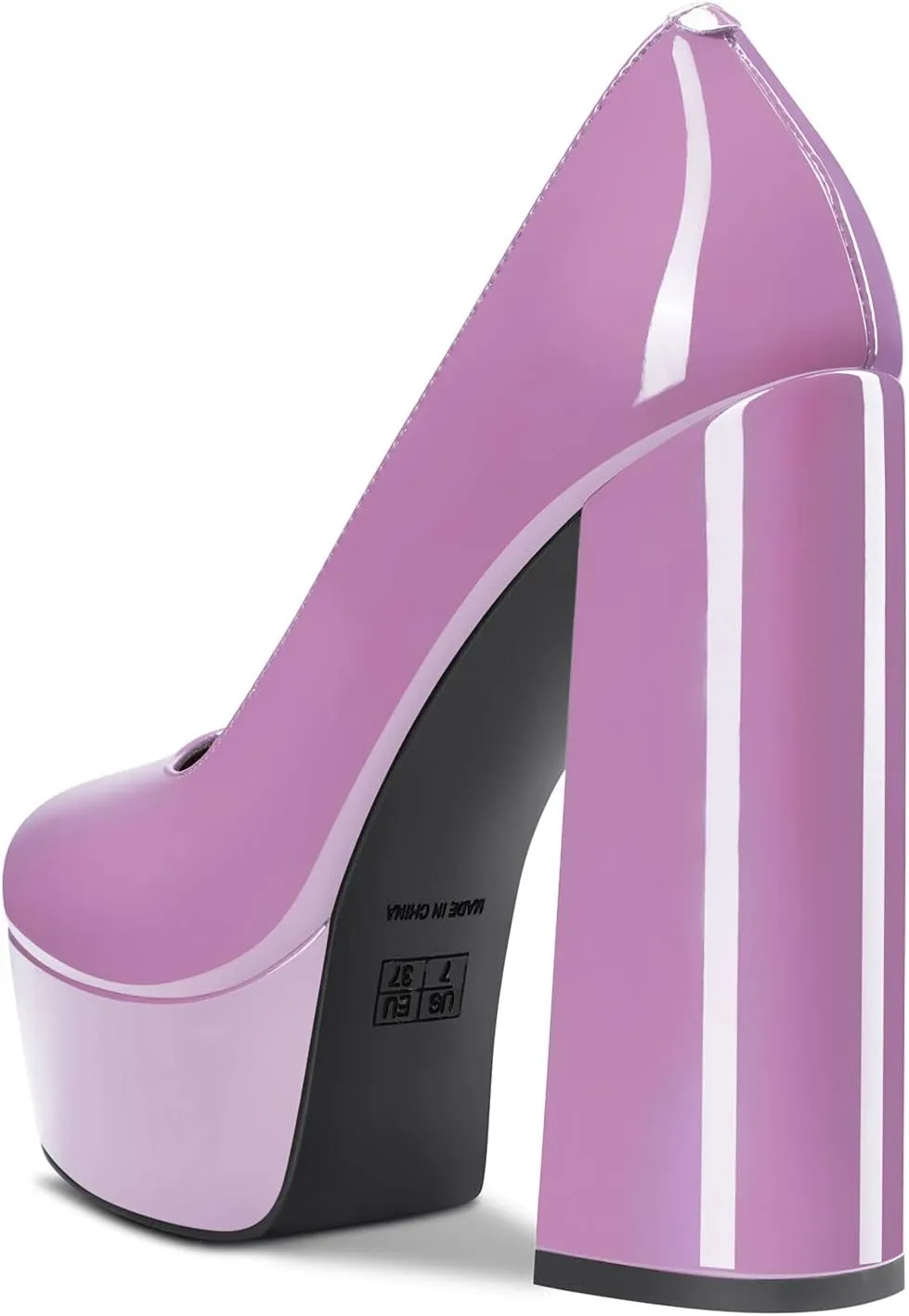 TNYNFBEB Women Chunky Block High Platform Heel Round Toe Pumps Slip-on Prom Basic Classic 5.5 Inches Heels