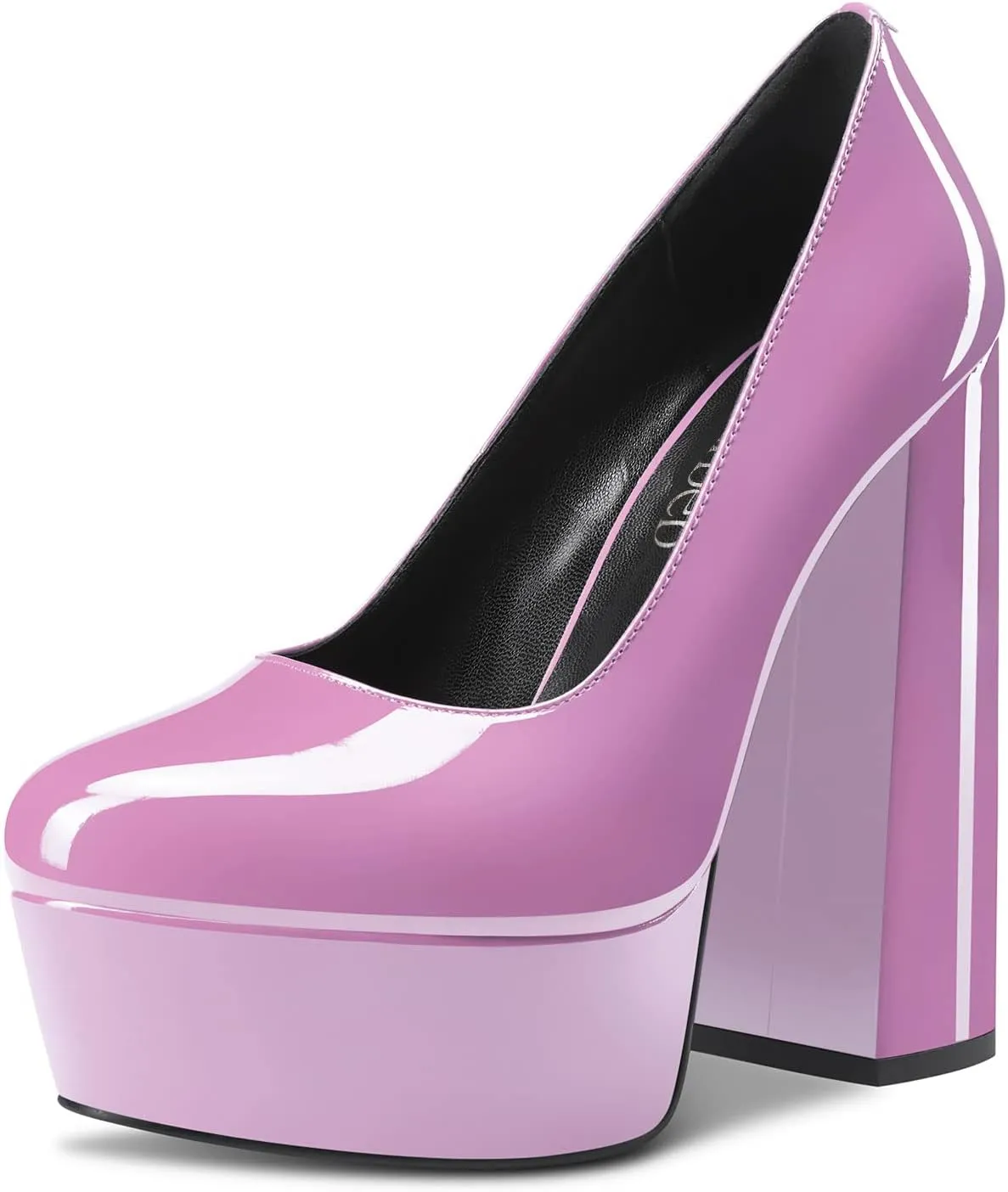 TNYNFBEB Women Chunky Block High Platform Heel Round Toe Pumps Slip-on Prom Basic Classic 5.5 Inches Heels