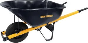 True Temper R6STFFEC 6 Cu. Ft Steel Tray Wheelbarrow with Never Flat Tire & Steel Handles, Black