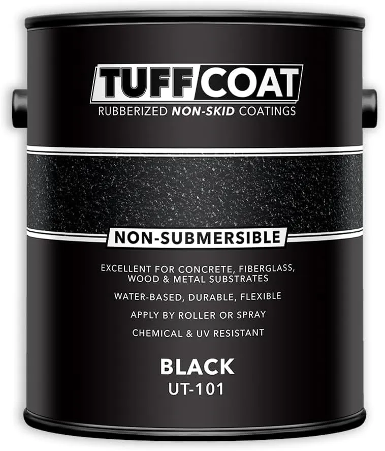 Tuff Coat UT-101 Black - 1 Gallon: Medium Texture, Non-Submersible, Water-Based, Rubberized Non-Skid Coating