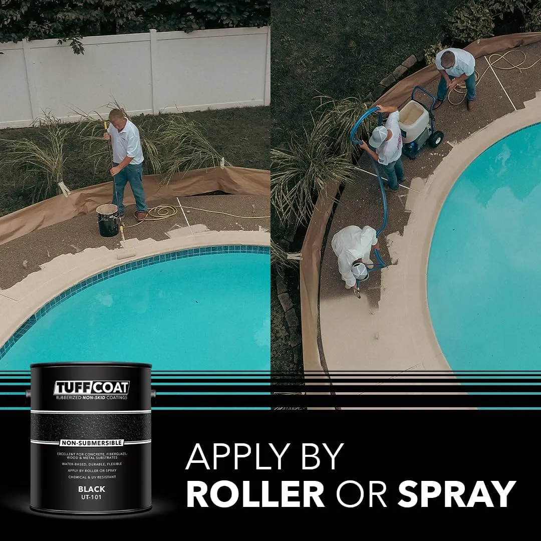 Tuff Coat UT-101 Black - 1 Gallon: Medium Texture, Non-Submersible, Water-Based, Rubberized Non-Skid Coating