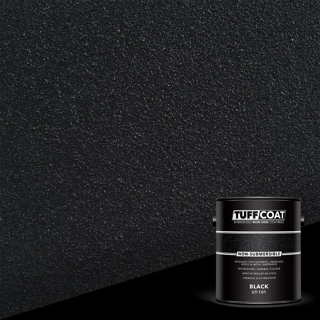 Tuff Coat UT-101 Black - 1 Gallon: Medium Texture, Non-Submersible, Water-Based, Rubberized Non-Skid Coating