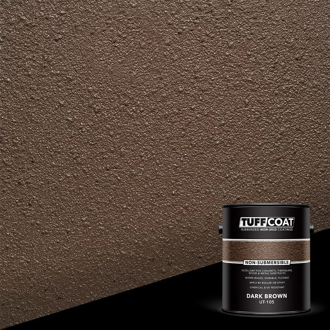 Tuff Coat UT-105 Dark Brown - 1 Gallon: Medium Texture, Non-Submersible, Water-Based, Rubberized Non-Skid Coating