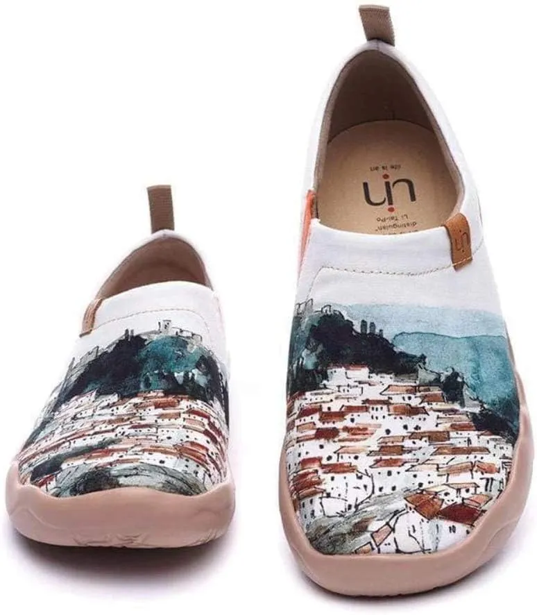 UIN Women's Artistic Design Slip-On Microfiber PU Shoes Stylish Comfortable Casual Loafers Lightweight Everyday Travel Footwear