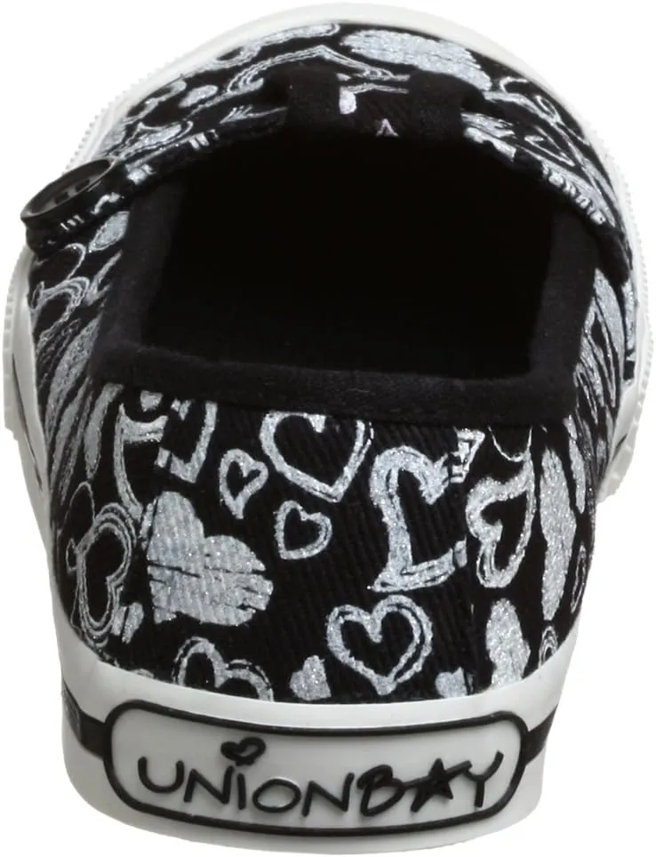 UNIONBAY Little Kid/Big Kid Abbie Metallic Heart T-Strap Slip-On