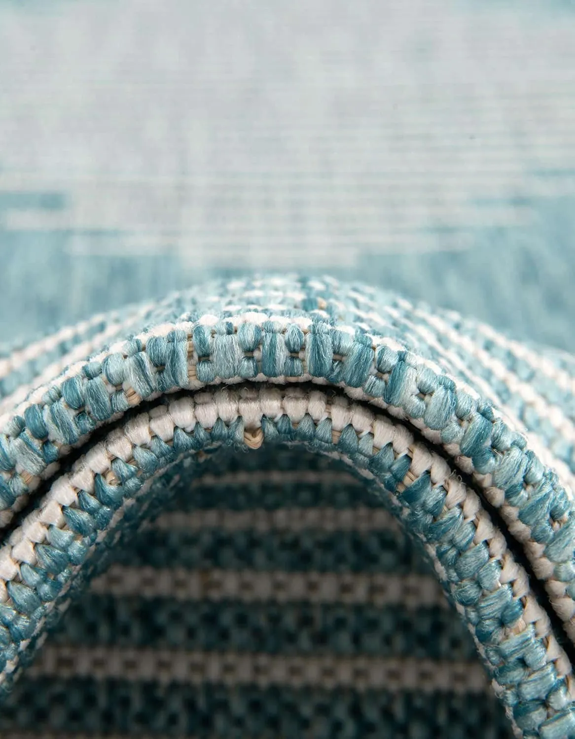 Unique Loom Outdoor Modern Collection Area Rug - Tambor (3' 3" x 12' Runner, Light Aqua/ Ivory)