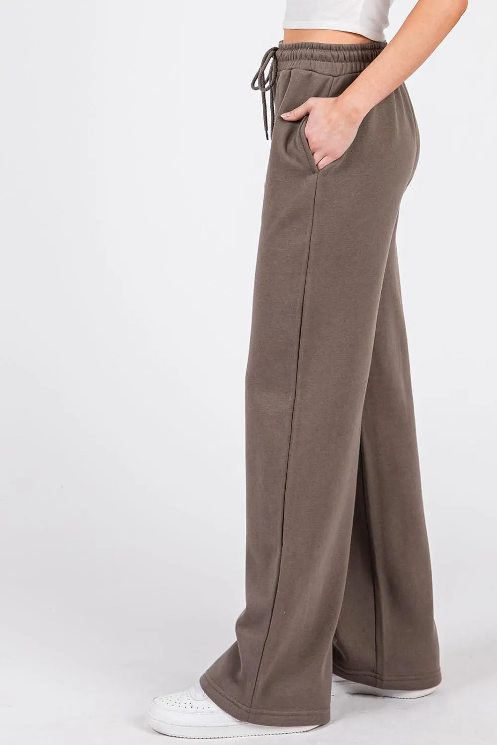 Urban Look High Rise Straight Leg Cotton Fleece Lined Sweatpants