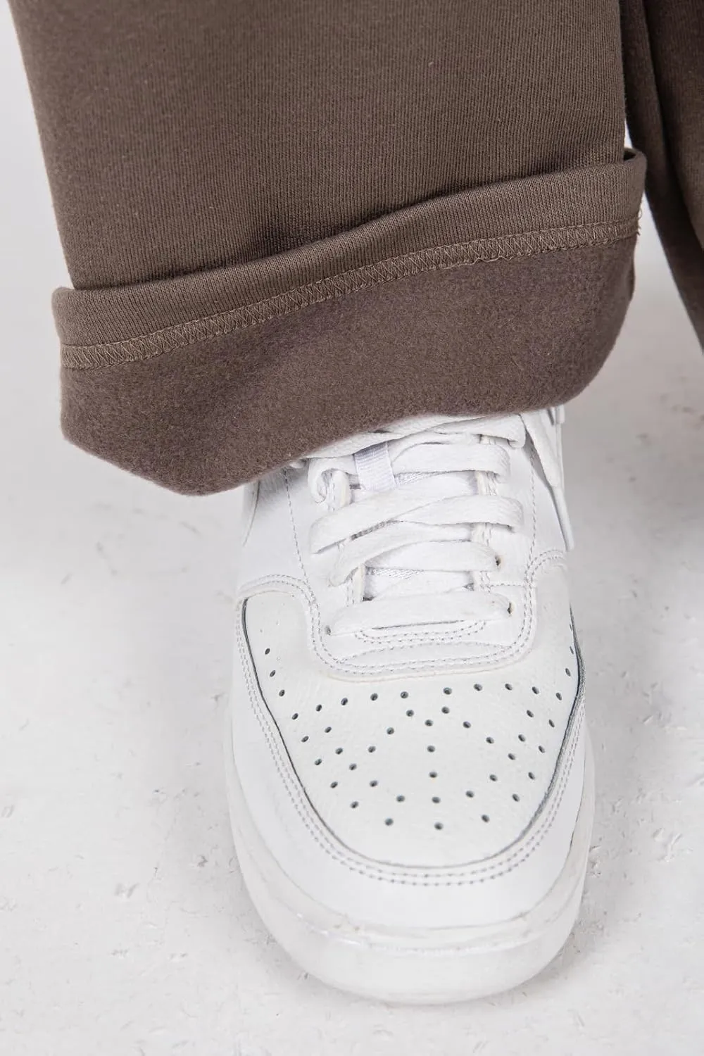 Urban Look High Rise Straight Leg Cotton Fleece Lined Sweatpants