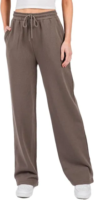 Urban Look High Rise Straight Leg Cotton Fleece Lined Sweatpants