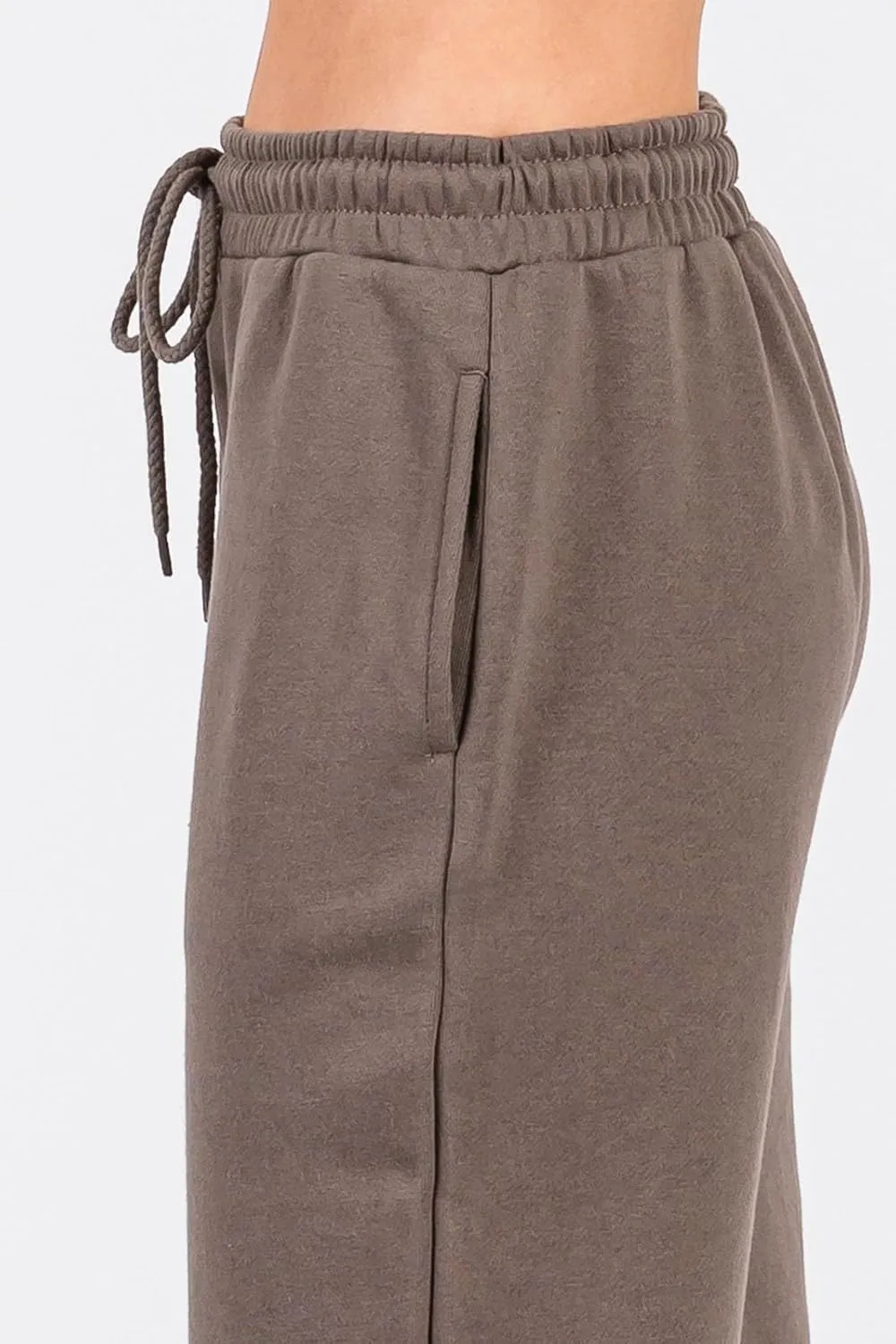 Urban Look High Rise Straight Leg Cotton Fleece Lined Sweatpants