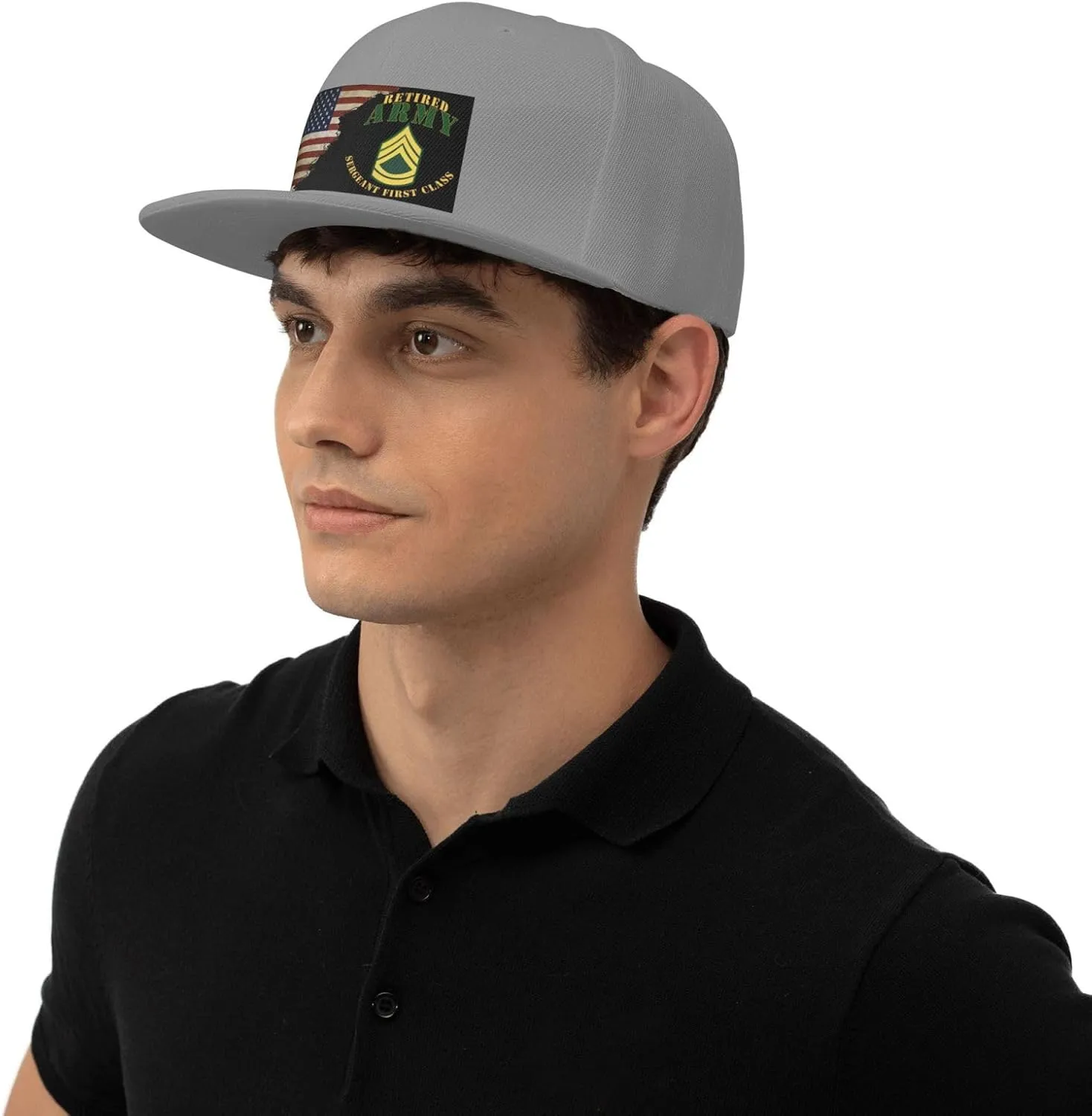 US Flag Army SFC Retired Unisex Flat Brim visor hat baseball cap