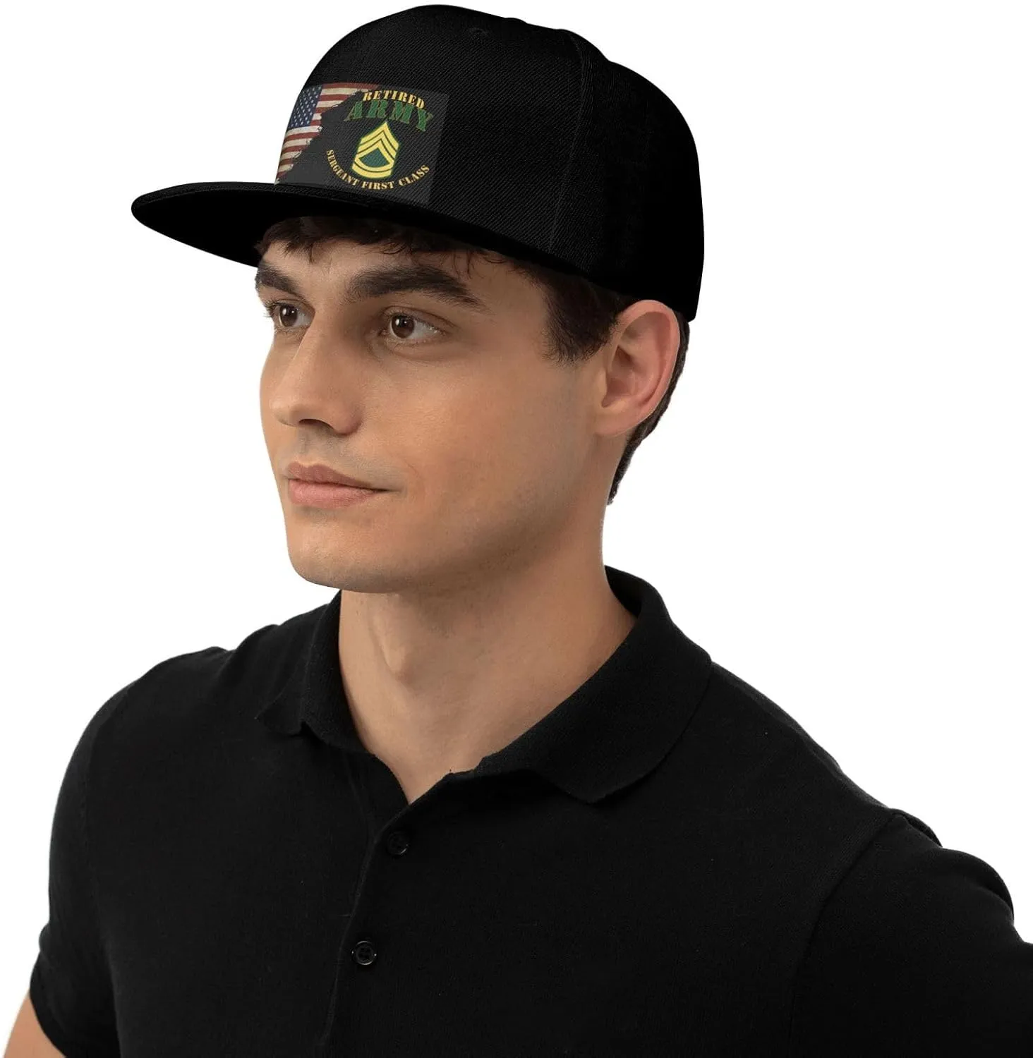 US Flag Army SFC Retired Unisex Flat Brim visor hat baseball cap