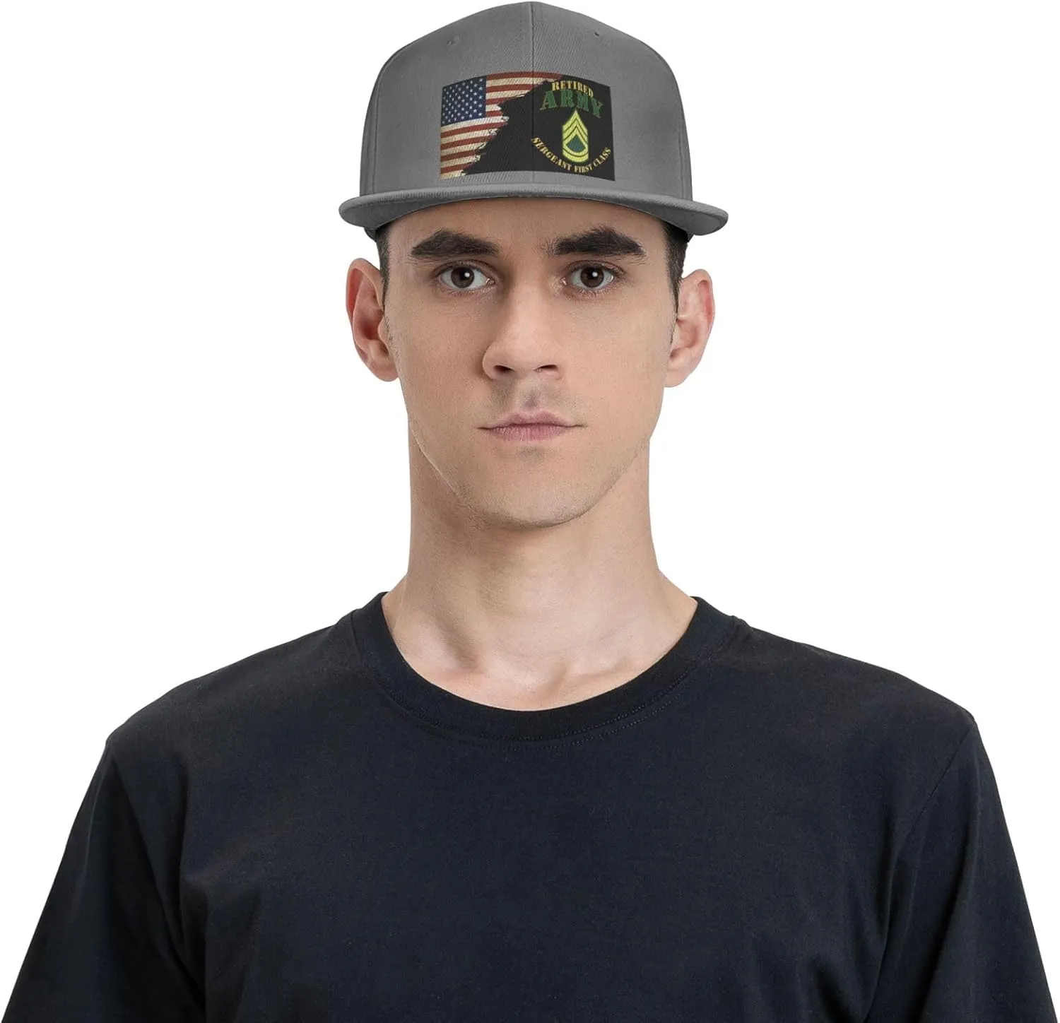 US Flag Army SFC Retired Unisex Flat Brim visor hat baseball cap
