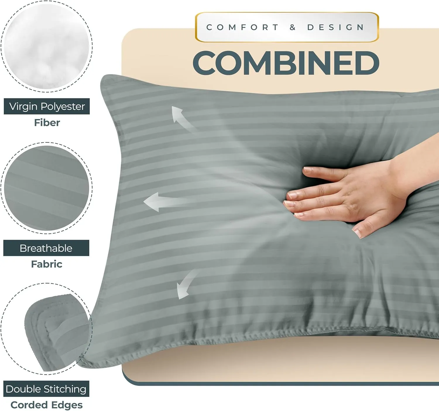 Utopia Bedding Bed Pillows for Sleeping Queen Size (Light Grey), Set of 2, Cooling Hotel Quality, for Back, Stomach or Side Sleepers