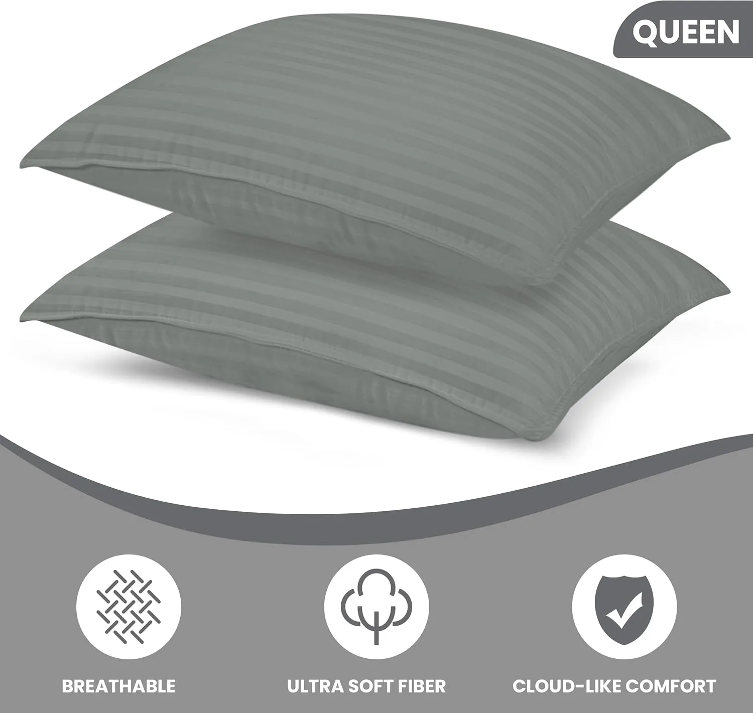 Utopia Bedding Bed Pillows for Sleeping Queen Size (Light Grey), Set of 2, Cooling Hotel Quality, for Back, Stomach or Side Sleepers