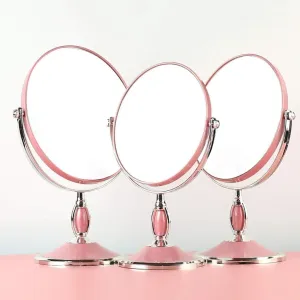 Vanity Makeup Mirror ，Double-Sided Standing Makeup Mirrors, 3X Magnification / 360° Rotating Brass Vanity Cosmetic Mirrors,6 inche