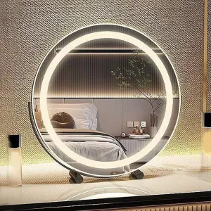 Vanity Mirror with Lights, 12.99inch LED Makeup Mirror 3 Color Lighting Modes with 5X Magnification Mirror, Smart Touch Control 360°Rotation Round Lighted Makeup for Bedroom Tabletop (Black)