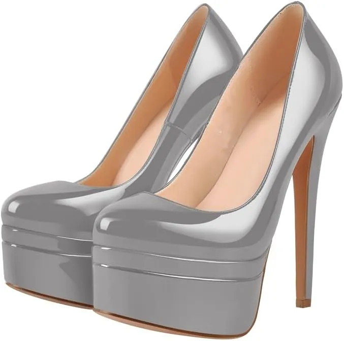 VERISSON Fashionable Slip-on High Heeled Platform Pumps Stiletto Court Shoes for Wedding Dress