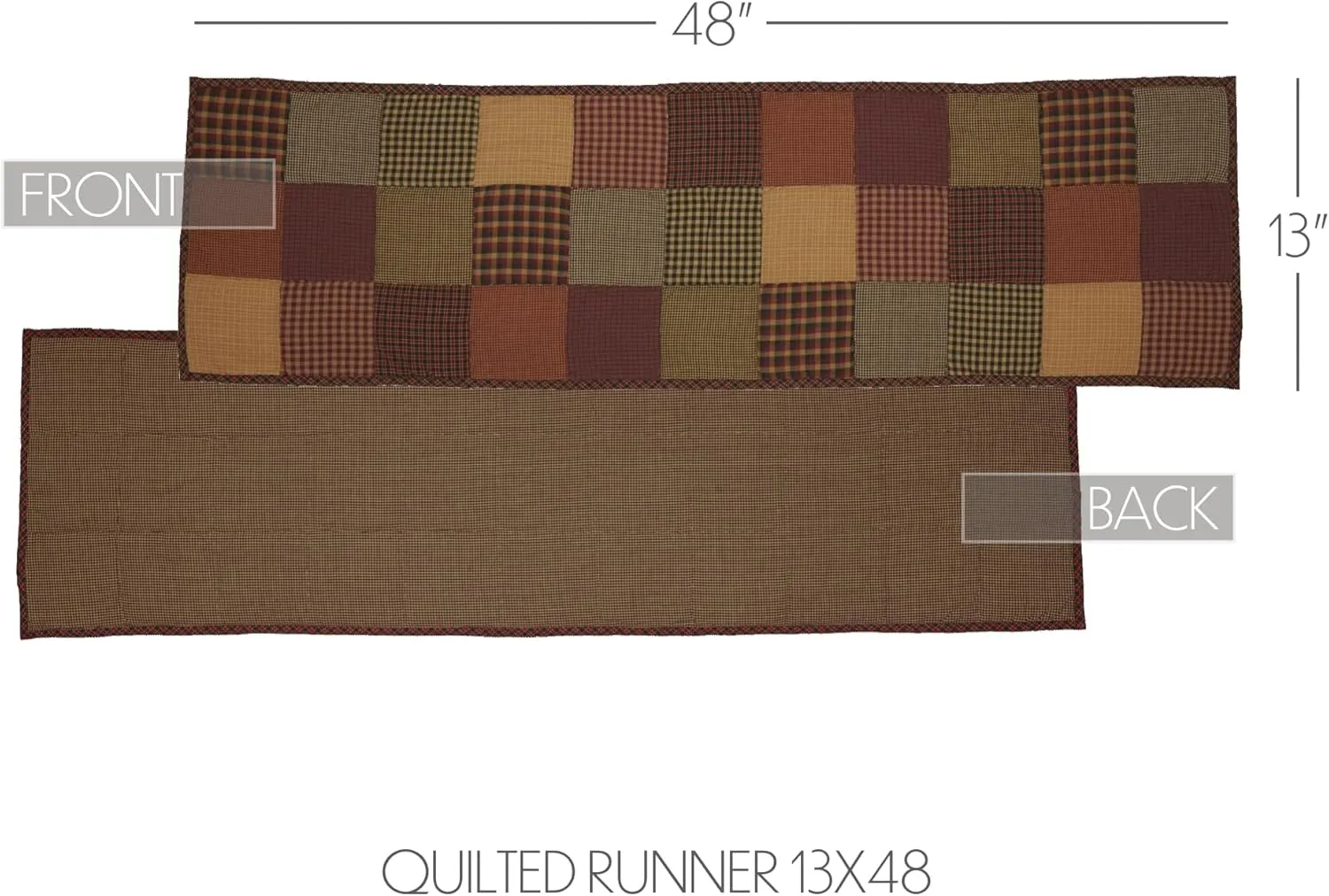 VHC Brands, Heritage Farms, Cotton, 13x48, Quilted Runner, Red