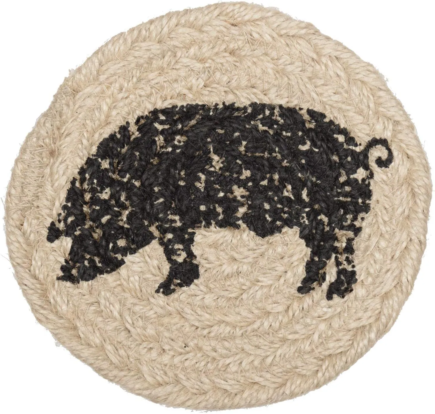 VHC Brands Sawyer Mill Charcoal Table Décor, Coaster Set, Pig