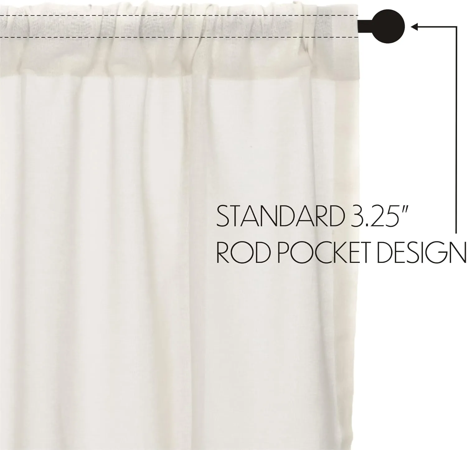 VHC Brands Tobacco Cloth Fringed Curtain Panels, Antique White, 84x40, Set of 2