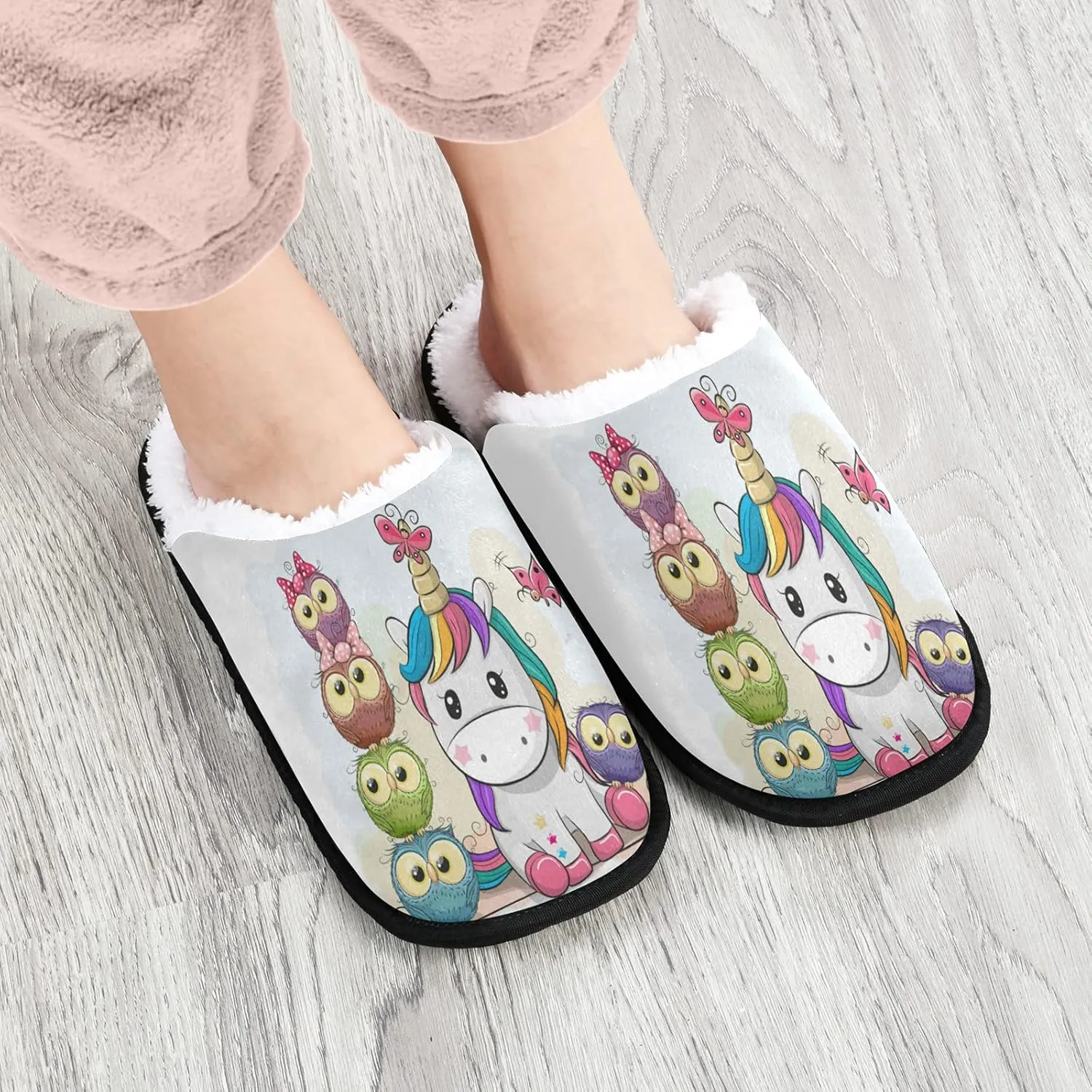 visesunny Slippers for Women Mens Stylish Foral Winter Warm Memory Foam Cotton Home Slippers Soft Plush Fleece Slip on House Slippers Unisex Indoor Outdoor Shoes