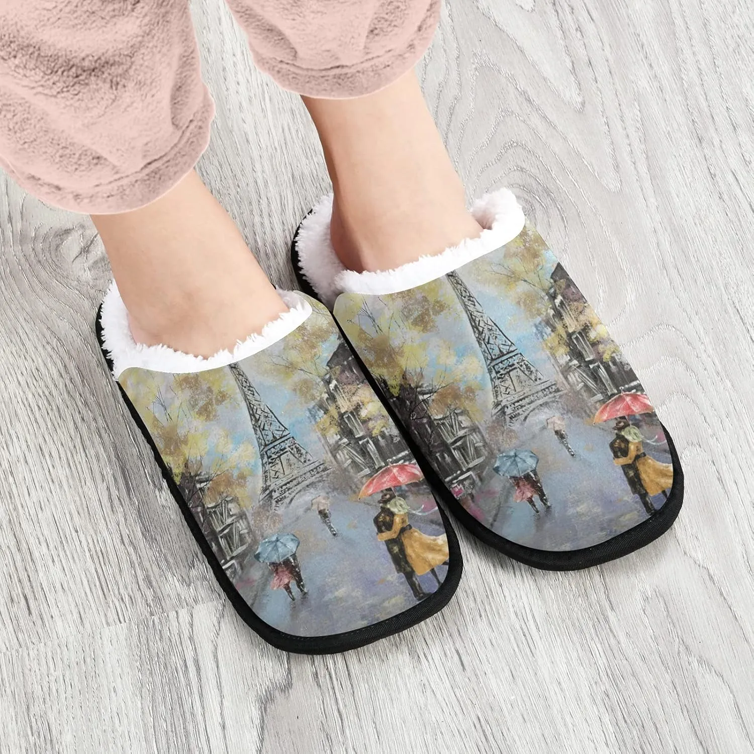 visesunny Slippers for Women Mens Stylish Foral Winter Warm Memory Foam Cotton Home Slippers Soft Plush Fleece Slip on House Slippers Unisex Indoor Outdoor Shoes