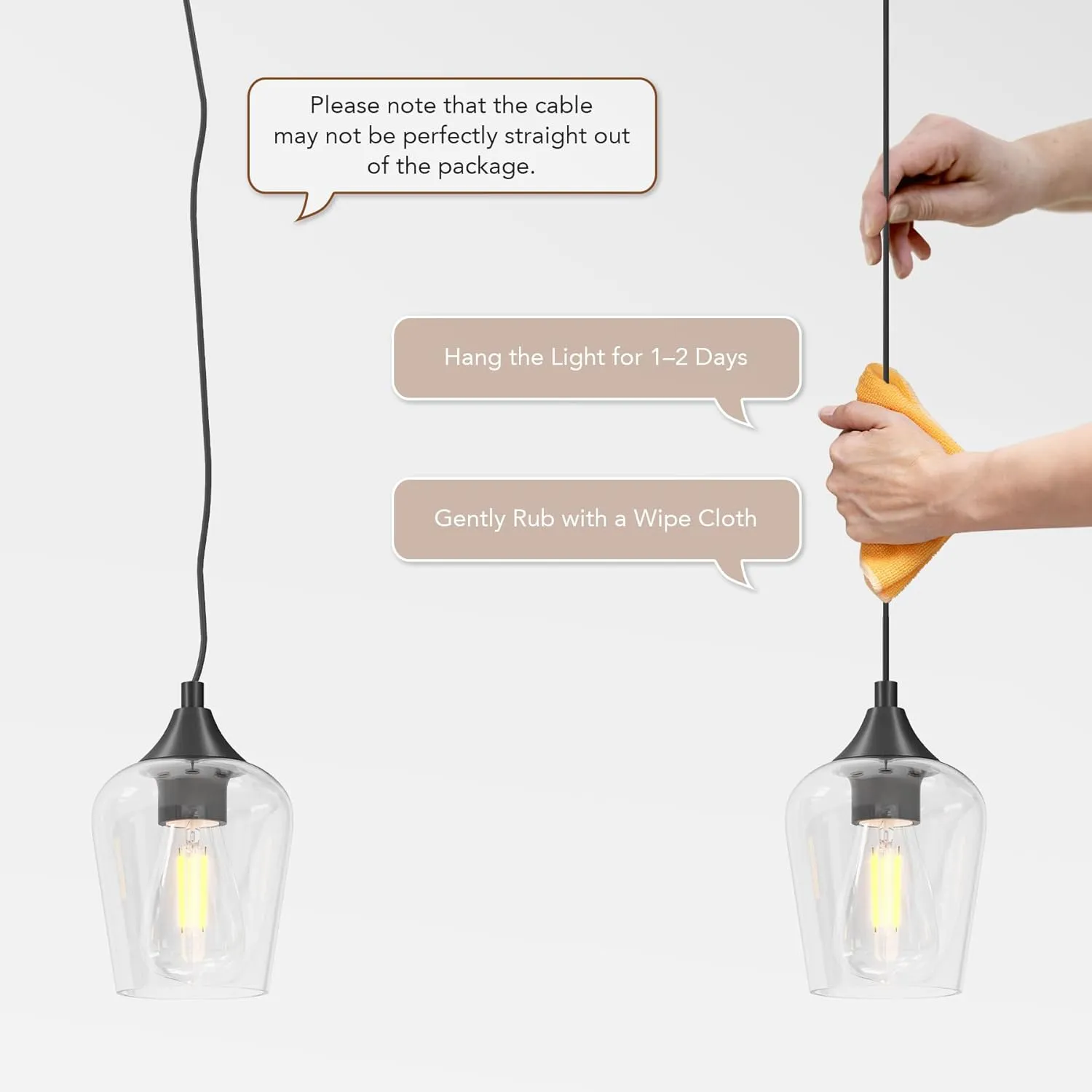VONLUCE Pendant Lights Kitchen Island, Matte Black Pendant Light Fixtures with E26 Base & Adjustable Cable, Modern Pendant Lighting with Glass Shade for Living Room Bedroom Hallway, 3 Packs